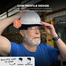 Low profile design: can be worn under hard hats. Multiple ways to wear, headband or neckerchief. Hook and loop closure