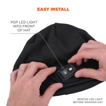 Easy Install: The LED light easily pops into the front of the hat for quick installation. Remove LED light before washing hat
