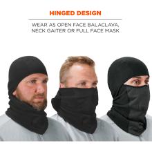 Hinged Design: The versatile hinged design allows it to be worn as an open-face balaclava, neck gaiter, or full-face mask.