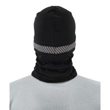 Back of reflective balaclava face mask on model