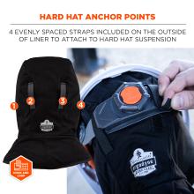 Hard Hat Anchor Points: Four evenly spaced straps are included on the outside of the liner to attach securely to the hard hat suspension.