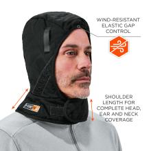Wind-Resistant Shoulder Coverage: Features include wind-resistant elastic gap control and shoulder-length design for complete head, ear, and neck coverage.