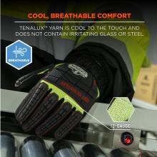Cool breathable comfort: 13-gauge tenalux yarn is cool to the touch and does not contain irritating glass or steel