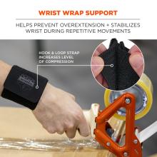 Wrist wrap support: helps prevent overextension and stabilizes wrist during repetitive movements. Hook and loop strap increases level of compression
