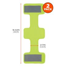 The seatbelt cover measures 16.54IN (42CM) in length and 2.17IN (5.5CM) in width. It is sold as a 2-pack and features reflective zones at both ends for increased visibility.