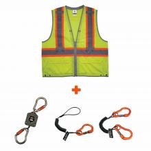 GloWear 8231TVK Hi-Vis Tool Tethering Safety Vest Kit - Type R, Class 2, Zipper, Dual Certified
