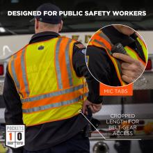 Designed for Public Safety Workers: This vest is designed specifically for public safety workers. It includes mic tabs and features a cropped length for easy access to belt gear. It also contains 1 inner pocket and 0 outer pockets.