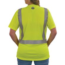 Back of lime class 2 womens hi-vis short sleeve t-shirt on model