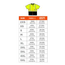 Size chart. 2XS (XXS) has a torso measurement of 39 inches (99.1 cm) and a center back measurement of 27.5 inches (69.9 cm). Extra small (XS) has a torso measurement of 41 inches (104.1 cm) and a center back measurement of 27.5 inches (69.9 cm). Small (S) has a torso measurement of 43 inches (109.2 cm) and a center back measurement of 28.5 inches (72.4 cm). Medium (M) has a torso measurement of 45 inches (114.3 cm) and a center back measurement of 28.5 inches (72.4 cm). Large (L) has a torso measurement of 