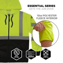 The Essential Series sweatshirt gets the job done with a 10oz polyester fleece interior that is anti-pilling, wrinkle-resistant, and soft with stretch for everyday work performance.