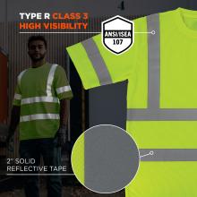 Certified to ANSI/ISEA 107 standards, this Type R Class 3 garment features 2” solid reflective tape for maximum visibility on the job in demanding environments.