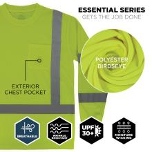 Constructed with polyester birdseye fabric, this shirt is breathable, wrinkle resistant, moisture wicking, and provides UPF 30+ sun protection, as part of the Essential Series.