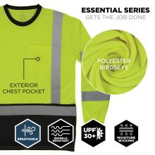 Made from polyester birdseye fabric, this garment offers key benefits including breathability, wrinkle resistance, moisture wicking, and UPF 30+ sun protection. It’s part of the Essential Series.