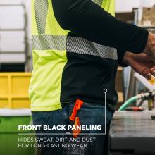 Front black paneling is designed to hide sweat, dirt, and dust, enhancing durability for long-lasting wear.