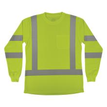 Front of lime class 3 womens hi-vis long sleeve t-shirt