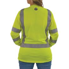 Back of lime class 3 womens hi-vis long sleeve t-shirt on model