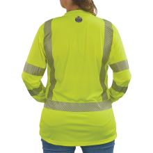 Back of lime class 3 womens hi-vis long sleeve t-shirt on model