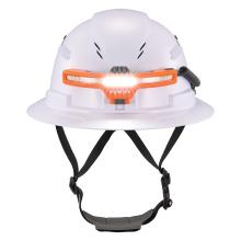Front view of wide beam headlamp with hard hat mount narrow light