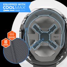 Coolmax padding on suspension is moisture wicking and machine washable