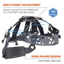 Multi-point adjustment: height adjusts for improved fit, comfort and balance. Open frame design for more airflow and a breathable feel