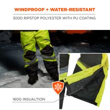 Windproof and water-resistant: 300d ripstop polyester with pu coating and 160g of insulation.
