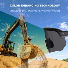 The color enhancing technology used in these safety glasses provides sharper, more vibrant vision, improving visibility in work environments by enhancing contrast and clarity.