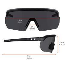 The glasses measure 5.9 inches (15 cm) across the frame and temples, with a bridge width of 1 inch (2.5 cm) and a lens height of 2.5 inches (6.3 cm).