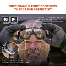 They feature a soft frame gasket that conforms to the face, ensuring a perfect fit. The non-vented frame offers complete protection by limiting exposure to dust, debris, and liquid splashes. The goggles meet D3 splash and D4 dust protection ratings.