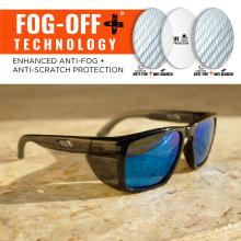 These glasses also utilize FOG-OFF+™ Technology for enhanced anti-fog and anti-scratch protection, as well as UV protection.