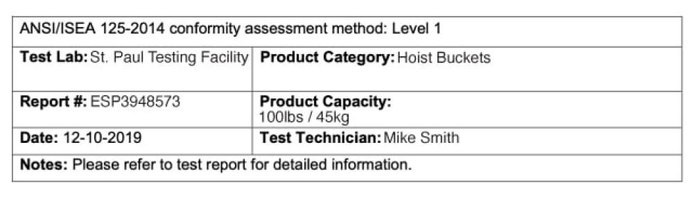 Certifies that this product conforms to ANSI/ISEA standards and tests.