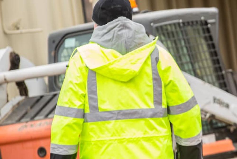 Reverse of hi vis rain jacket