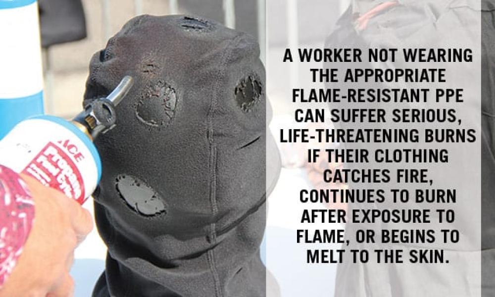Not wearing the correct flame resistant PPE on site