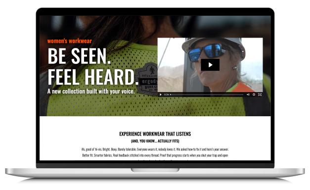 Mock up of Ergodyne's Be Seen Feel Heard Landing Page