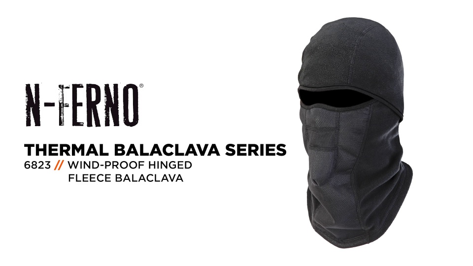 Wind-Resistant Hinged Fleece Balaclava-Style Full Face Ski Mask Black 